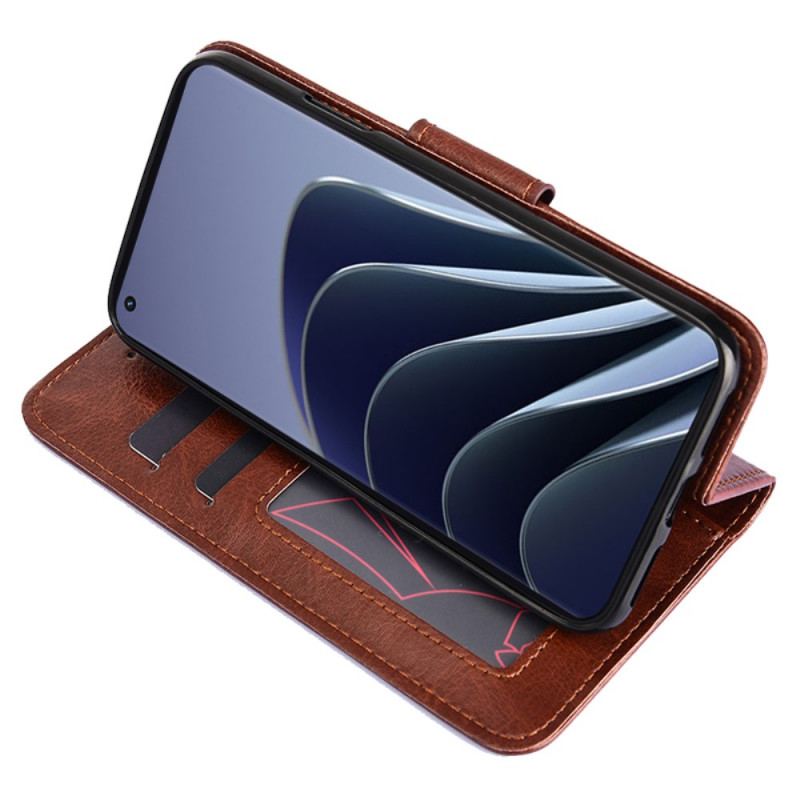 Capa Folio Para OnePlus 10 Pro 5G Couro Sintético Retrô