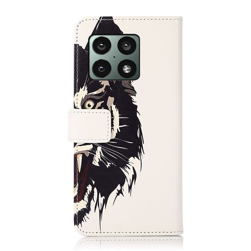 Capa Folio Para OnePlus 10 Pro 5G Tigre Feroz