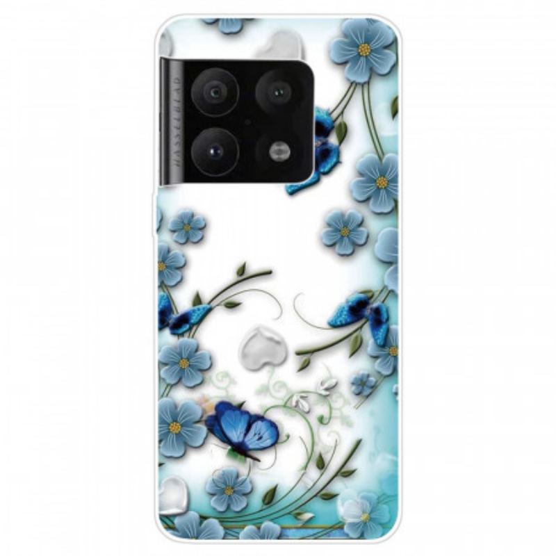 Capa Para OnePlus 10 Pro 5G Borboletas E Flores Retrô