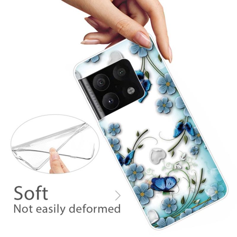 Capa Para OnePlus 10 Pro 5G Borboletas E Flores Retrô