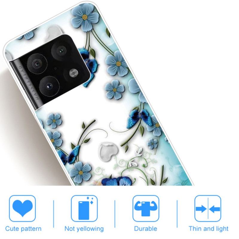 Capa Para OnePlus 10 Pro 5G Borboletas E Flores Retrô