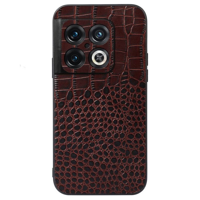 Capa Para OnePlus 10 Pro 5G Couro Genuíno Com Textura De Crocodilo