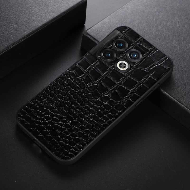 Capa Para OnePlus 10 Pro 5G Couro Genuíno Com Textura De Crocodilo