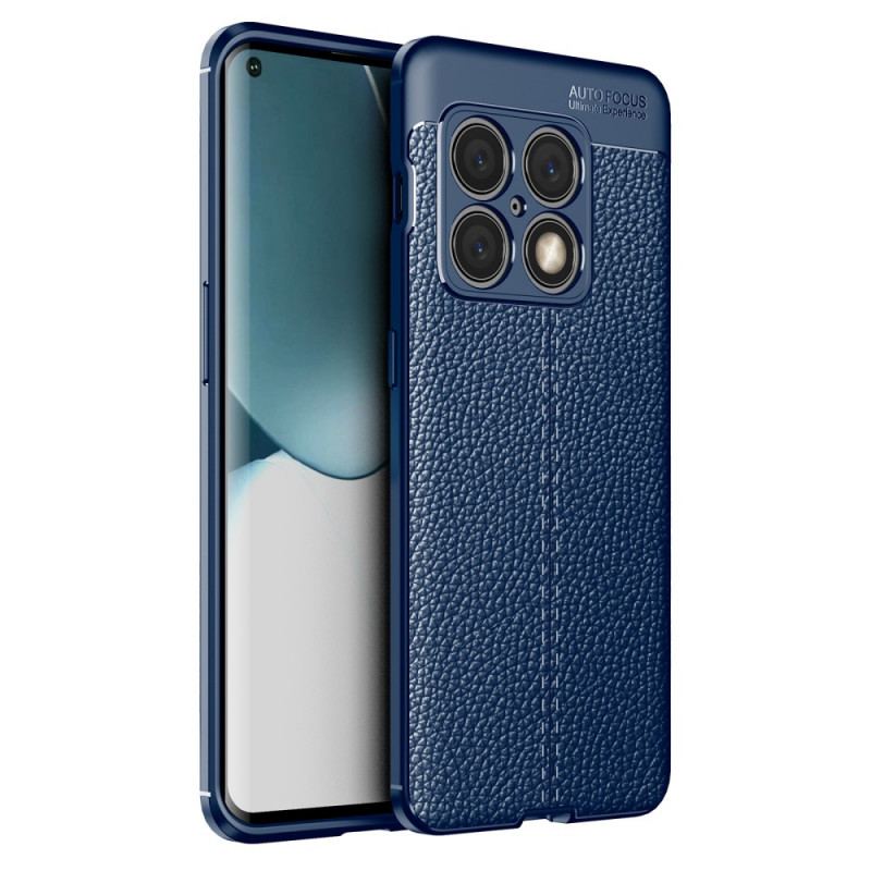 Capa Para OnePlus 10 Pro 5G Linha Dupla Efeito Couro Litchi