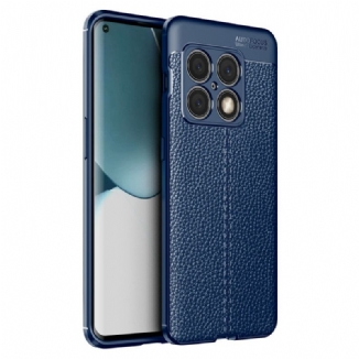 Capa Para OnePlus 10 Pro 5G Linha Dupla Efeito Couro Litchi