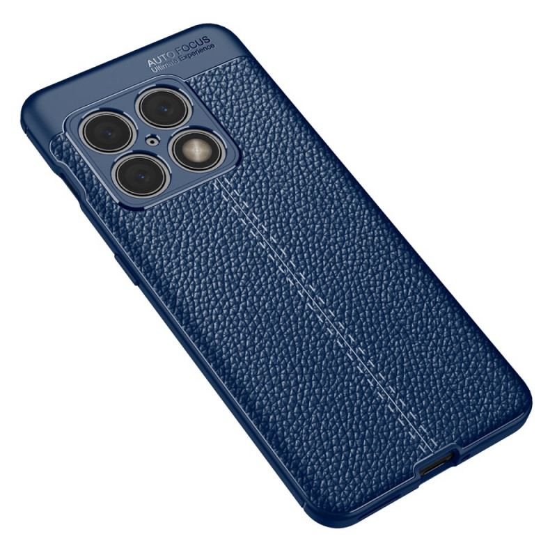 Capa Para OnePlus 10 Pro 5G Linha Dupla Efeito Couro Litchi