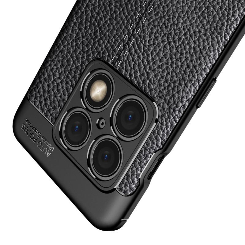 Capa Para OnePlus 10 Pro 5G Linha Dupla Efeito Couro Litchi