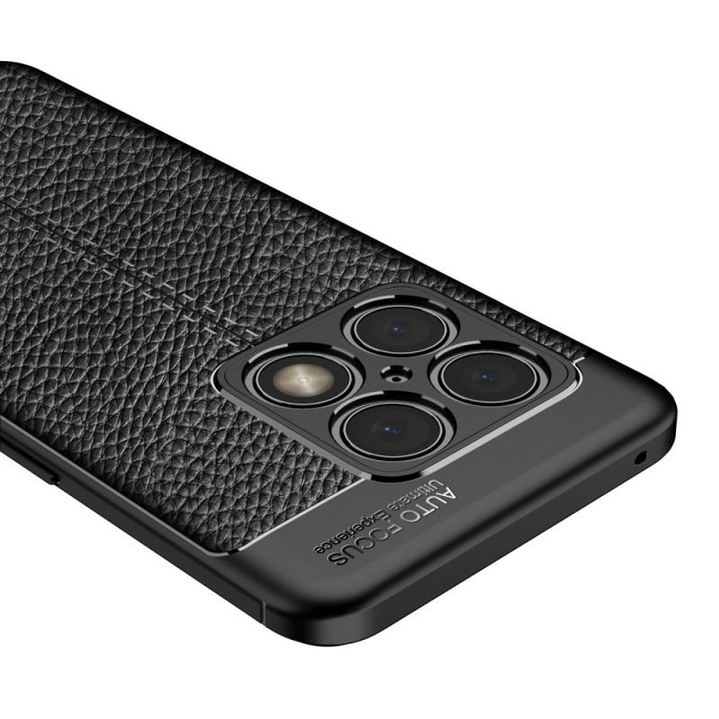 Capa Para OnePlus 10 Pro 5G Linha Dupla Efeito Couro Litchi