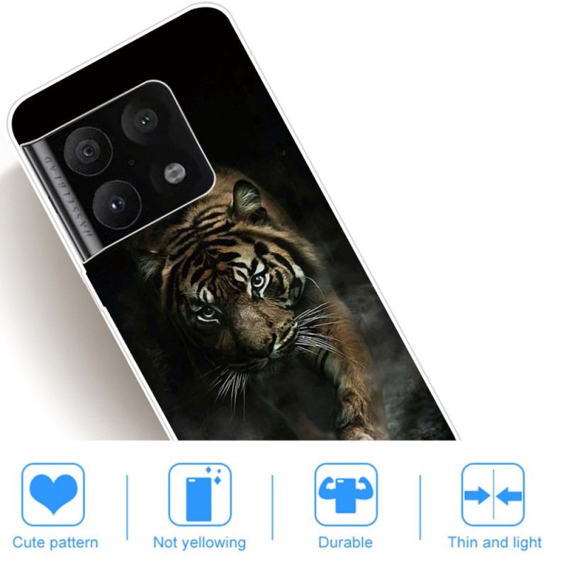 Capa Para OnePlus 10 Pro 5G Tigre Flexível Na Névoa