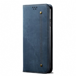 Capa De Celular Para Poco X5 5G Flip Tecido Jeans