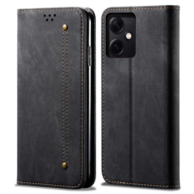 Capa De Celular Para Poco X5 5G Flip Tecido Jeans