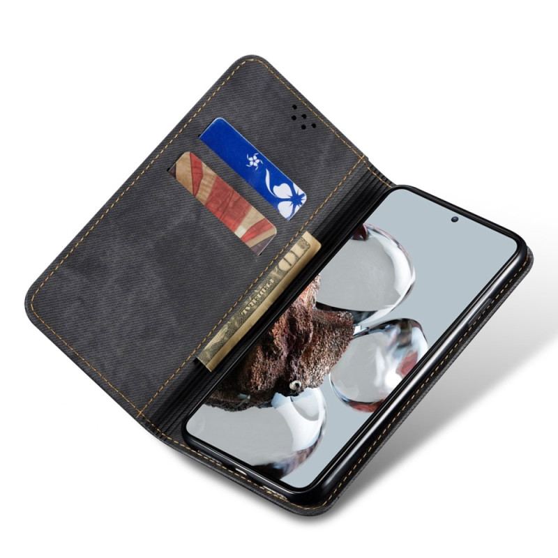 Capa De Celular Para Poco X5 5G Flip Tecido Jeans