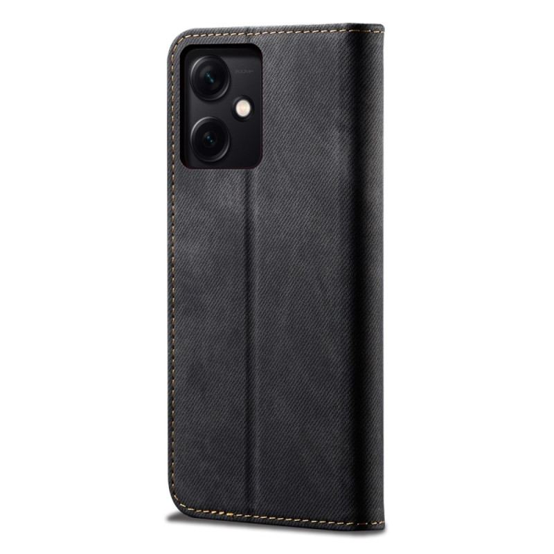 Capa De Celular Para Poco X5 5G Flip Tecido Jeans