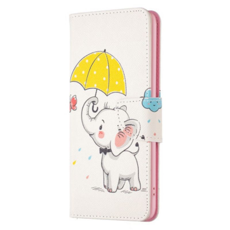 Capa De Couro Para Poco X5 5G Elefante Na Chuva