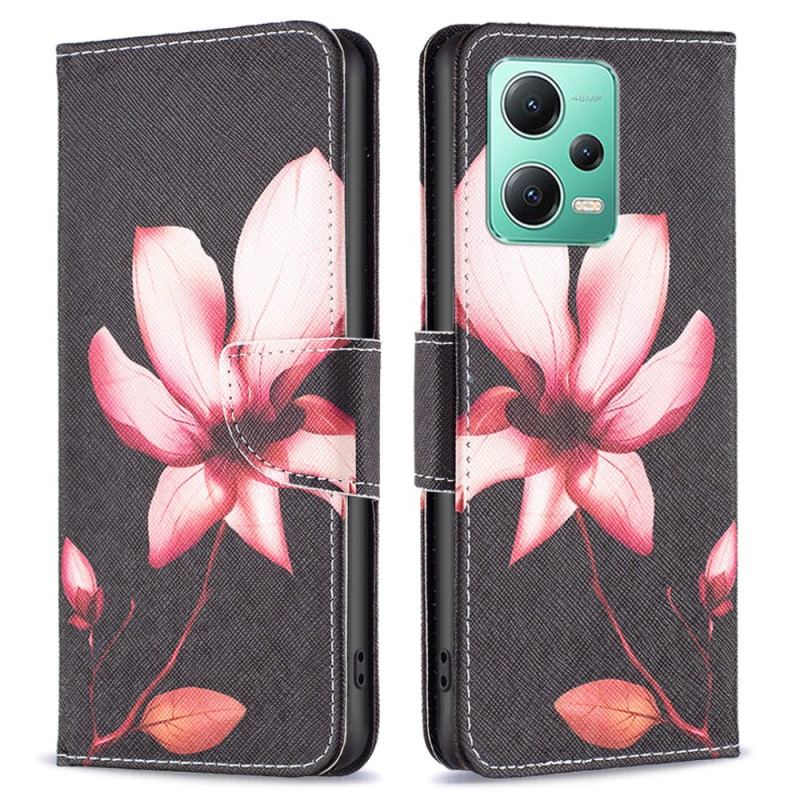 Capa De Couro Para Poco X5 5G Flor Rosa