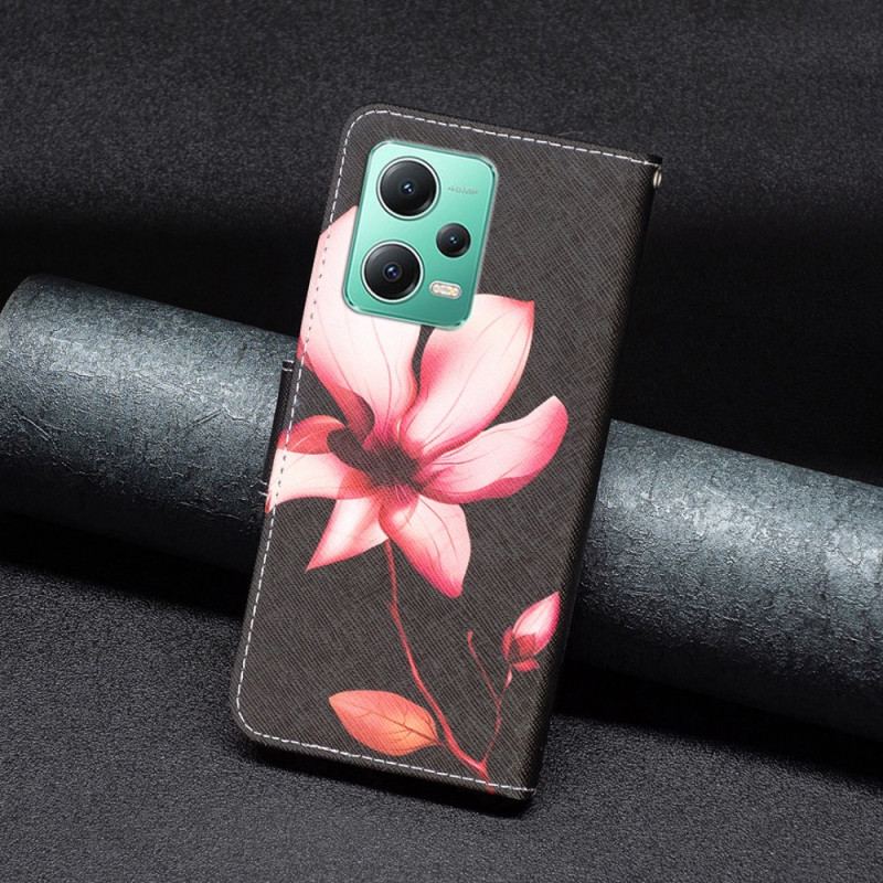 Capa De Couro Para Poco X5 5G Flor Rosa