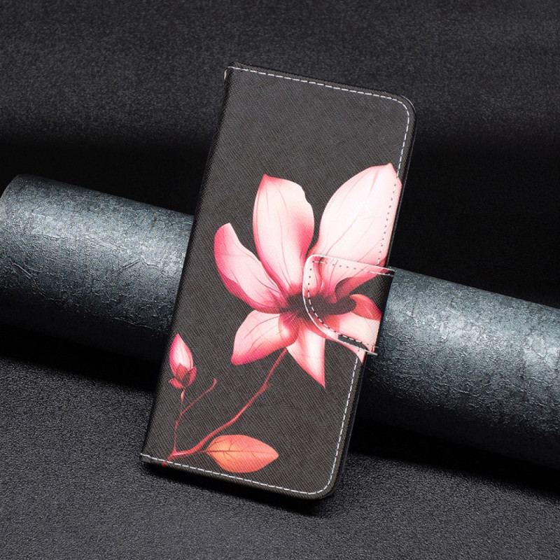 Capa De Couro Para Poco X5 5G Flor Rosa