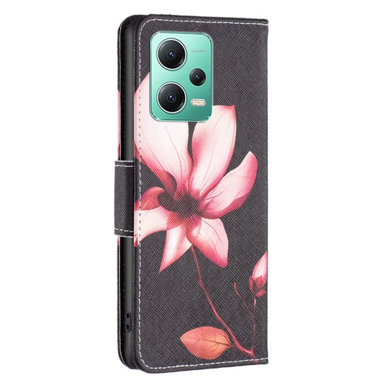 Capa De Couro Para Poco X5 5G Flor Rosa