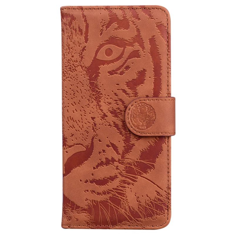 Capa Em Pele Para Poco X5 5G Pegada De Tigre