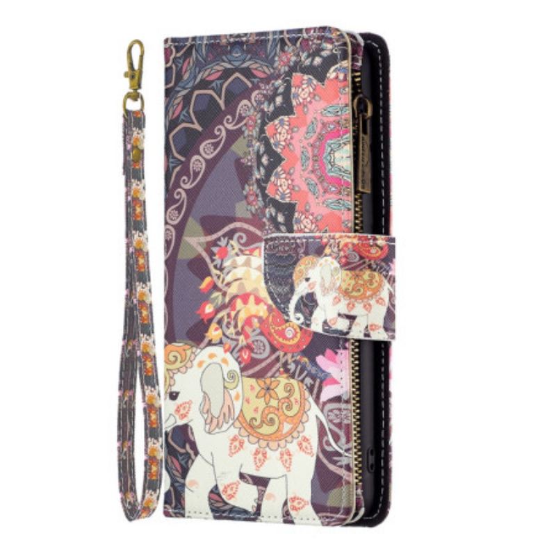 Capa Flip Para Poco X5 5G Bolso Elefante Com Zíper