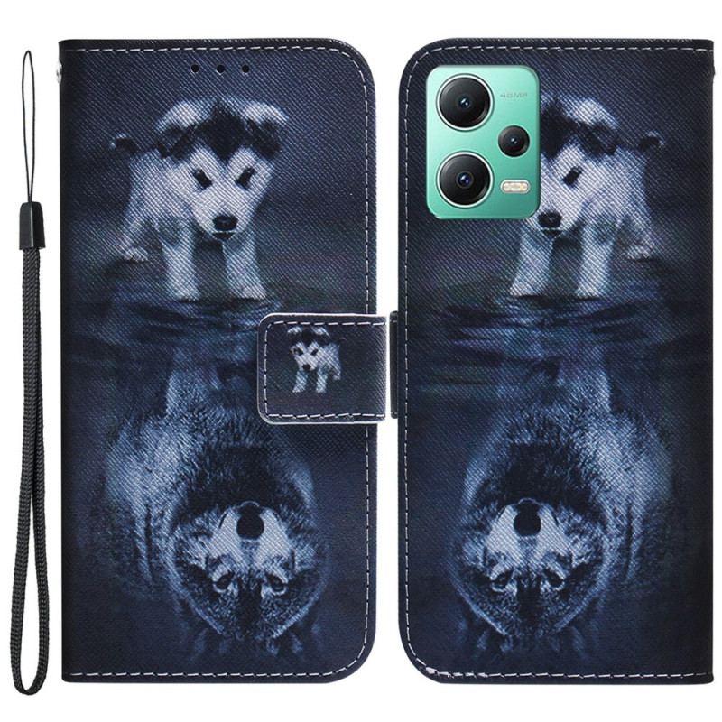 Capa Flip Para Poco X5 5G De Cordão Sonho De Cachorrinho Strappy