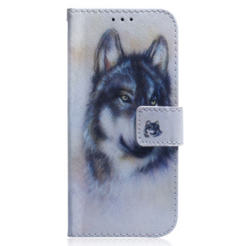 Capa Flip Para Poco X5 5G De Cordão Strappy Aquarela Lobo