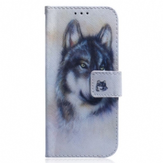 Capa Flip Para Poco X5 5G De Cordão Strappy Aquarela Lobo