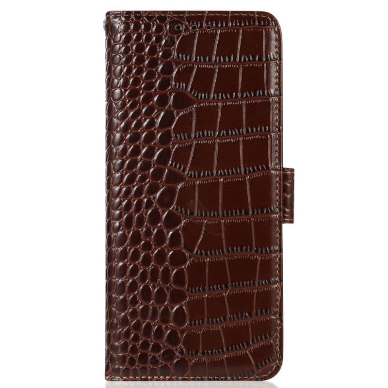 Capa Flip Para Poco X5 5G Rfid Estilo Crocodilo