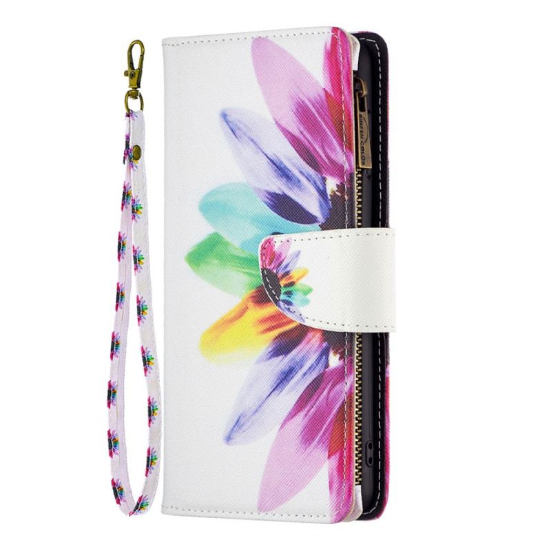 Capa Folio Para Poco X5 5G Bolso Com Zíper Flor