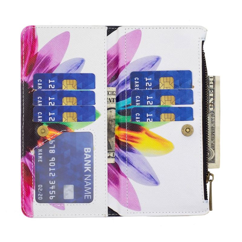 Capa Folio Para Poco X5 5G Bolso Com Zíper Flor