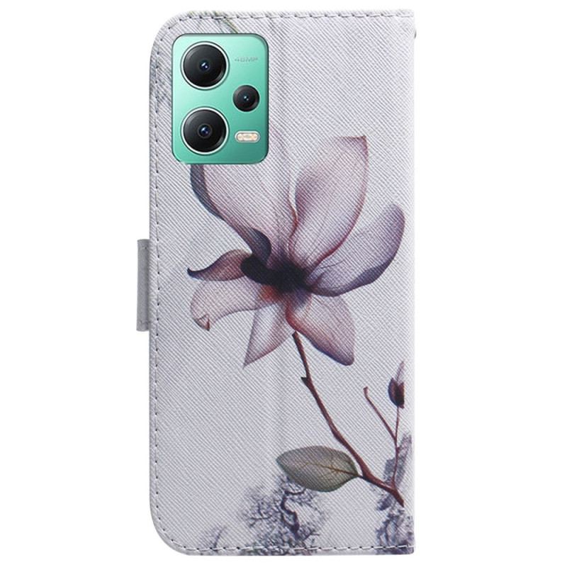 Capa Folio Para Poco X5 5G De Cordão Flor De Alça Antiga