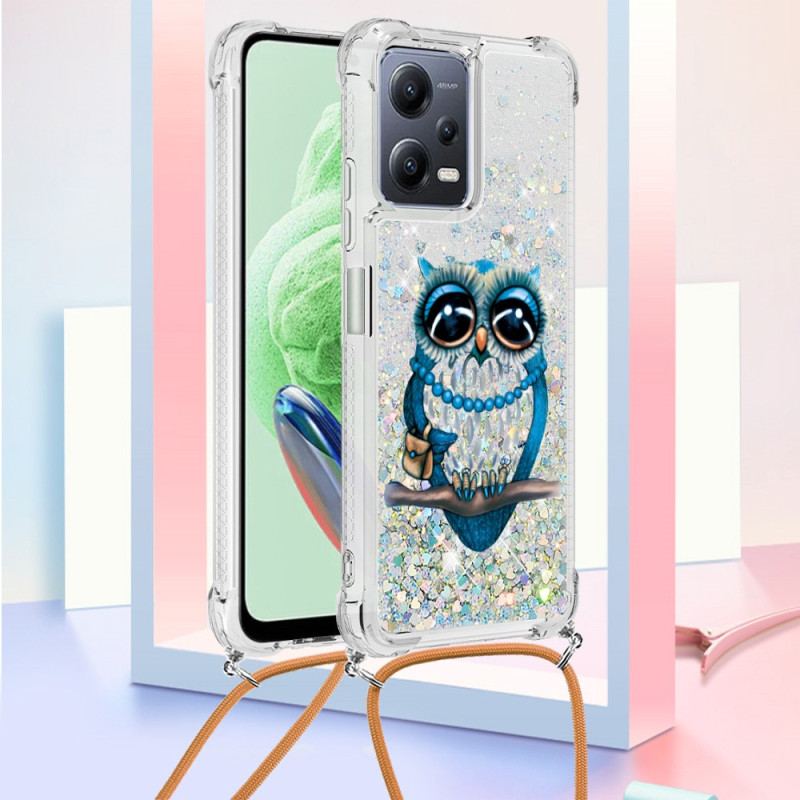 Capa Para Poco X5 5G De celular Cordão De Lantejoulas Miss Owl