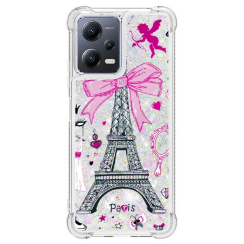 Capa Para Poco X5 5G Lantejoulas Torre Eiffel