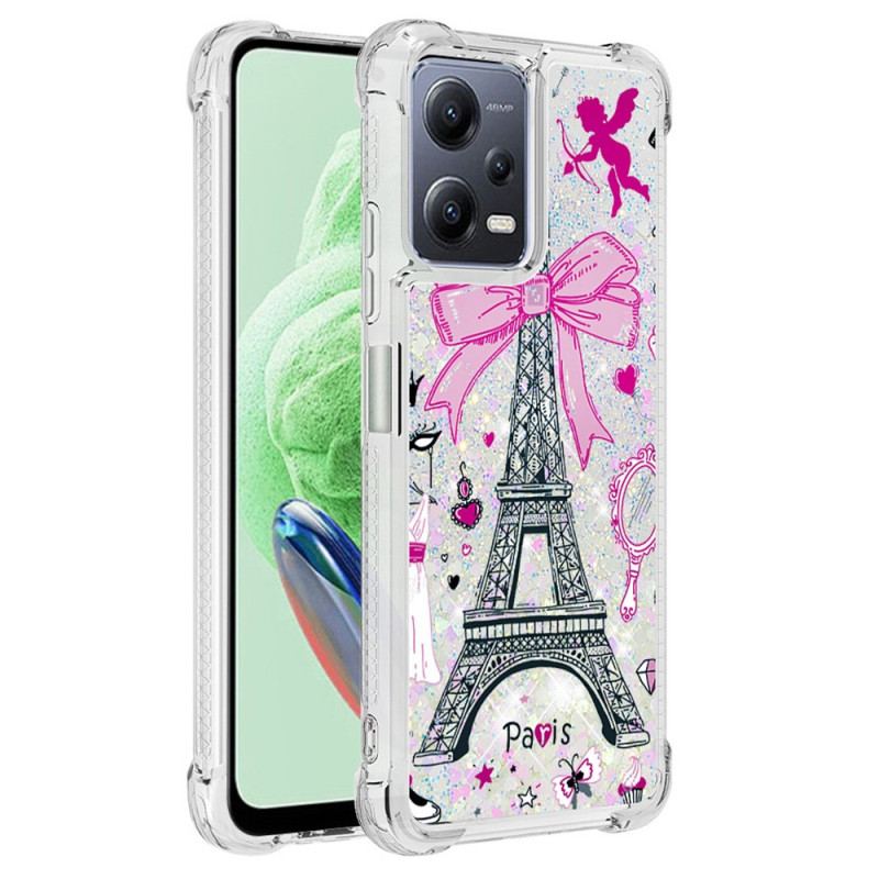 Capa Para Poco X5 5G Lantejoulas Torre Eiffel