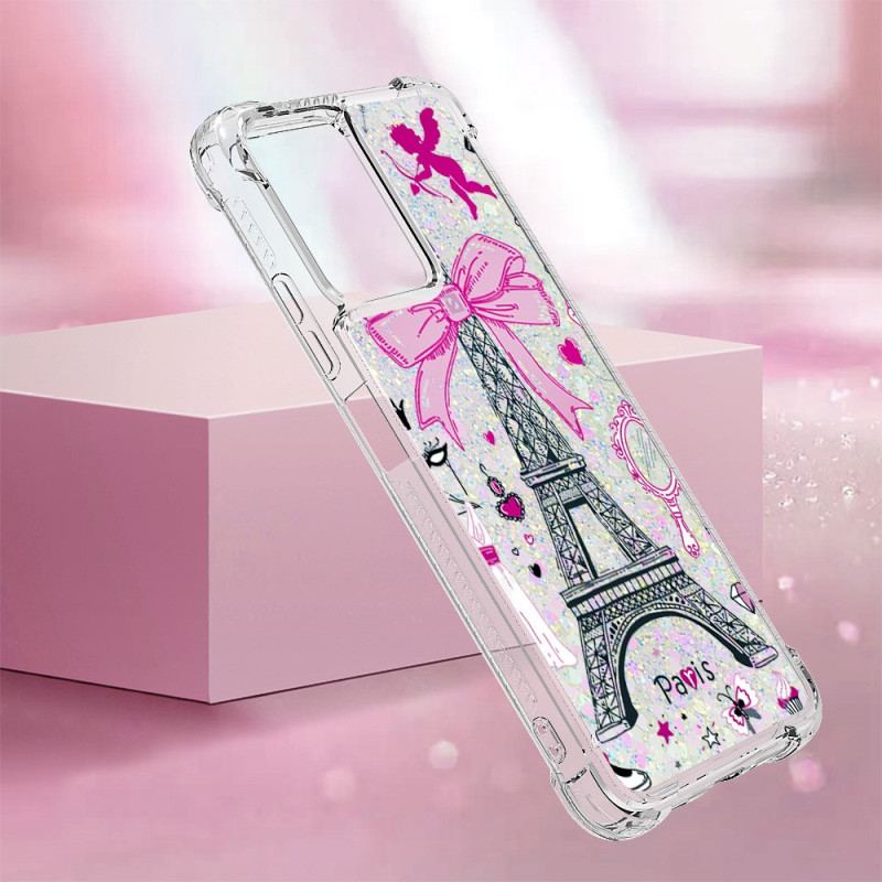 Capa Para Poco X5 5G Lantejoulas Torre Eiffel