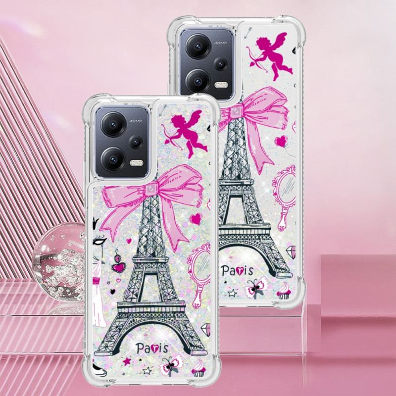 Capa Para Poco X5 5G Lantejoulas Torre Eiffel