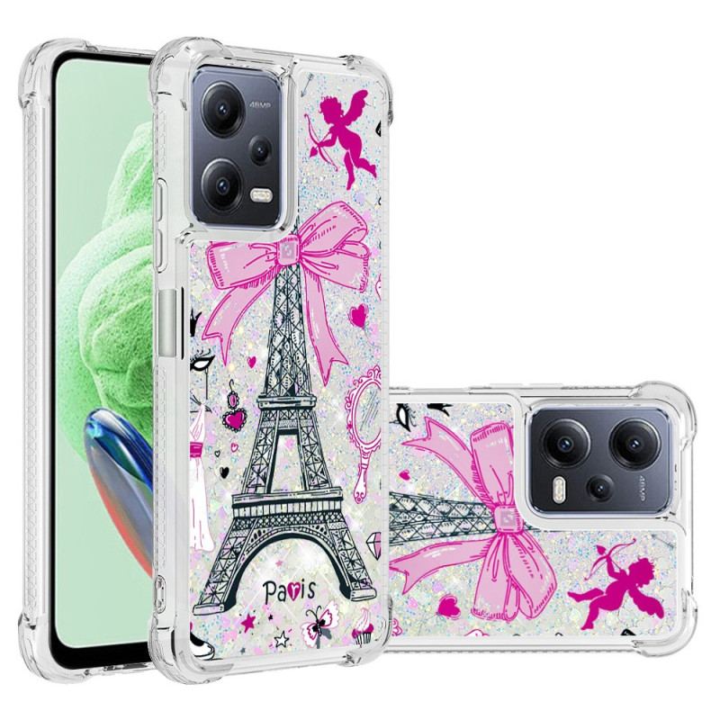 Capa Para Poco X5 5G Lantejoulas Torre Eiffel