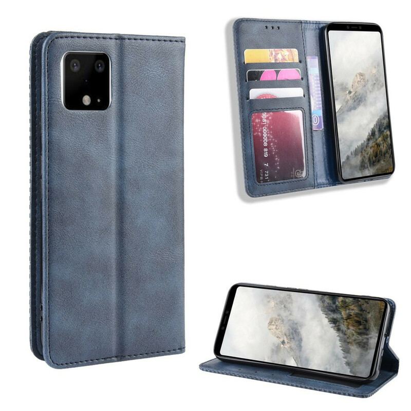 Capa De Celular Para Google Pixel 4 XL Flip Efeito Couro Vintage Estilizado