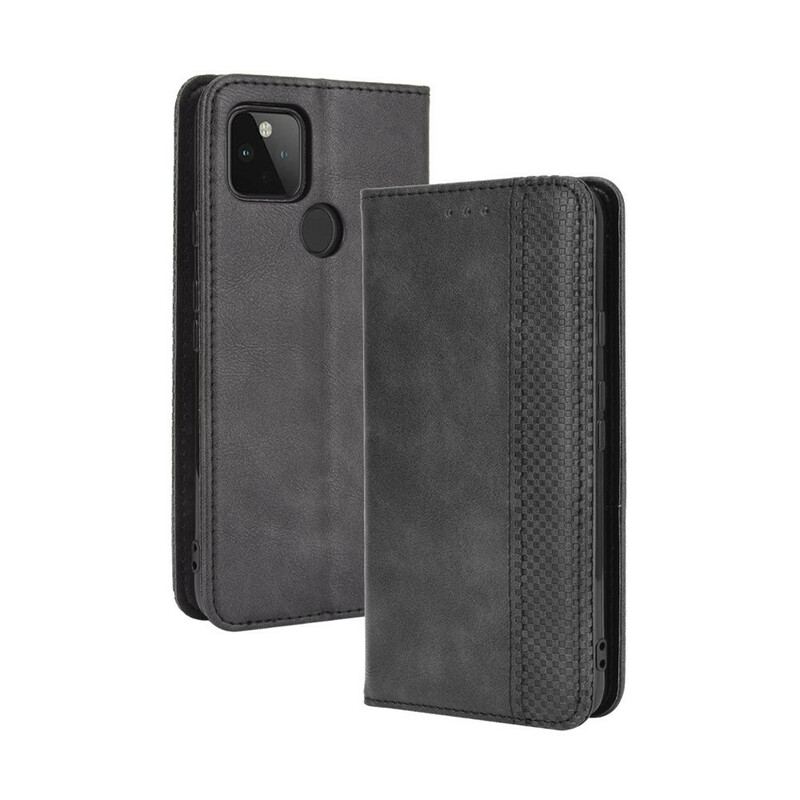 Capa De Celular Para Google Pixel 4A 5G Flip Efeito Couro Vintage Estilizado 5g