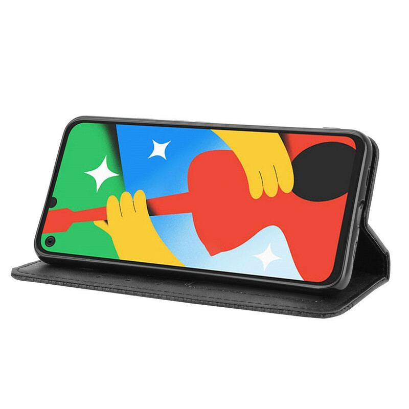 Capa De Celular Para Google Pixel 4A 5G Flip Efeito Couro Vintage Estilizado 5g