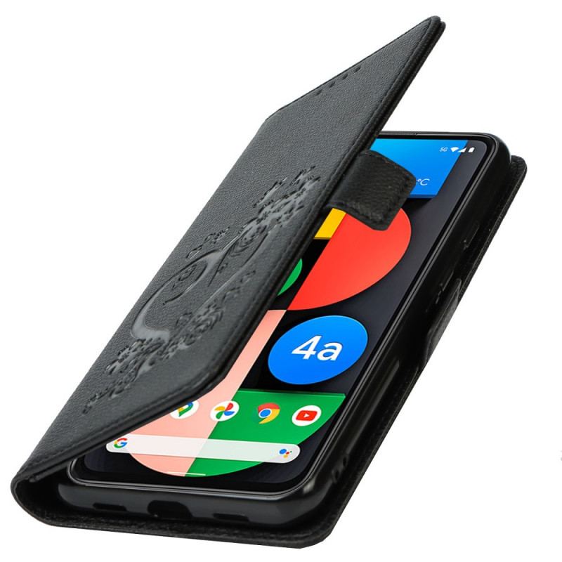 Capa Flip Para Google Pixel 4A 5G De Cordão Coração De Tiras