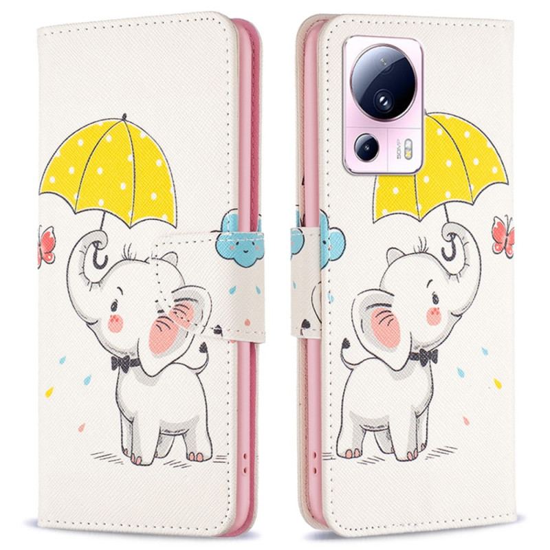 Capa De Couro Para Xiaomi 13 Lite Elefante Bébé