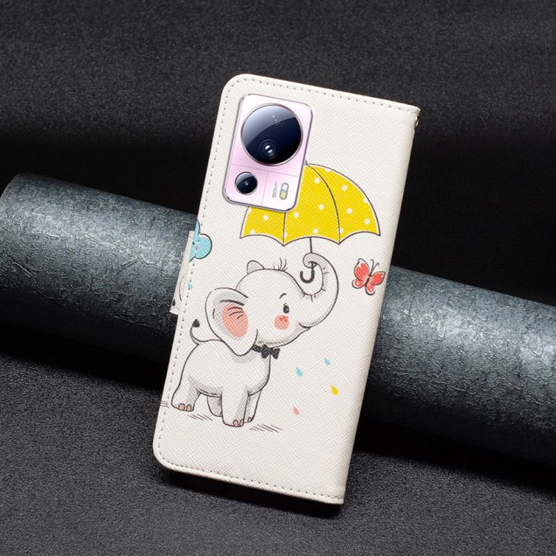 Capa De Couro Para Xiaomi 13 Lite Elefante Bébé