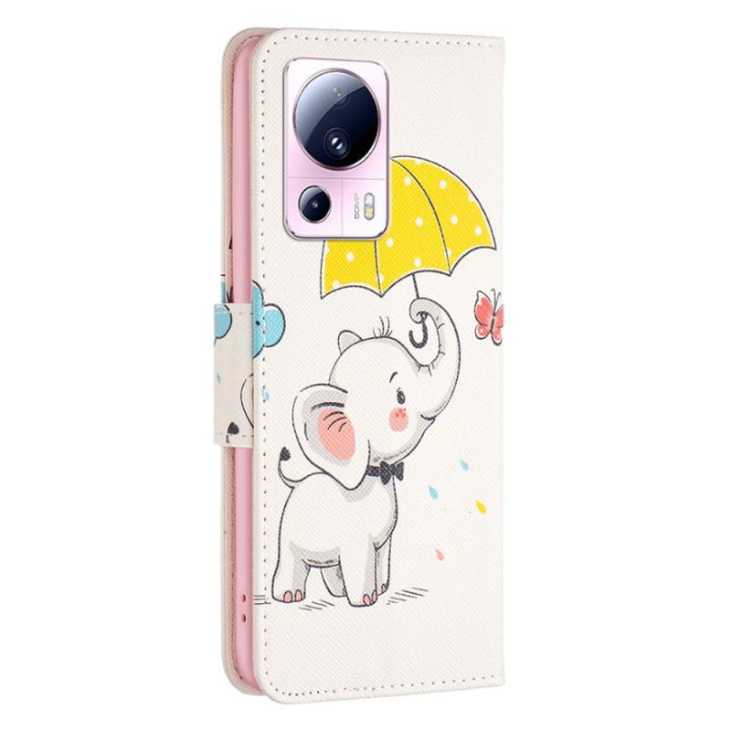 Capa De Couro Para Xiaomi 13 Lite Elefante Bébé