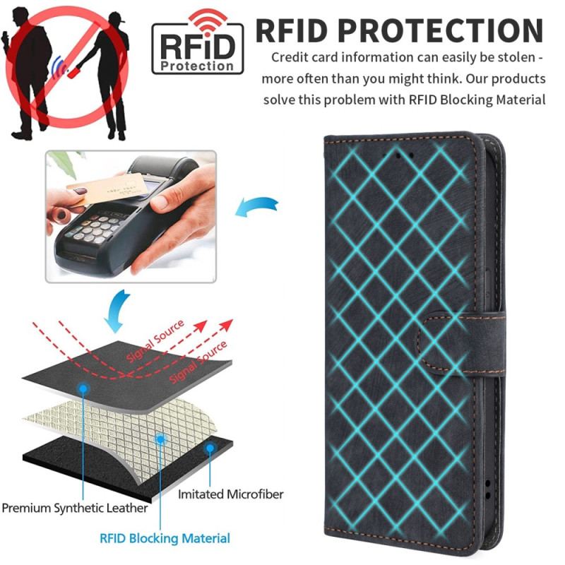 Capa De Couro Para Xiaomi 13 Lite Couro Falso Rfid E Cordão