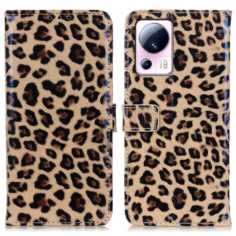 Capa De Couro Para Xiaomi 13 Lite Leopardo