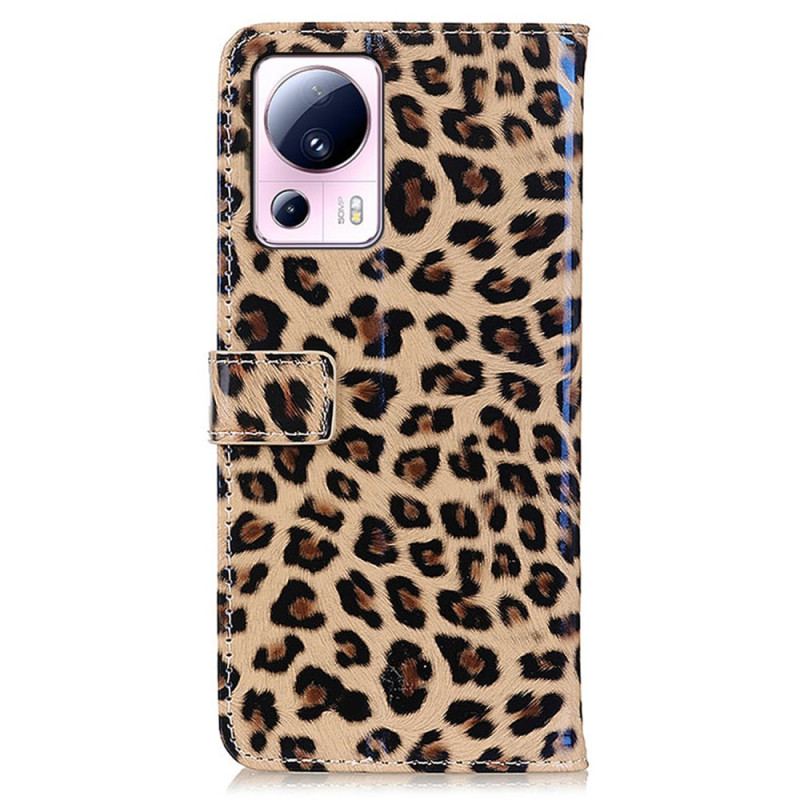 Capa De Couro Para Xiaomi 13 Lite Leopardo