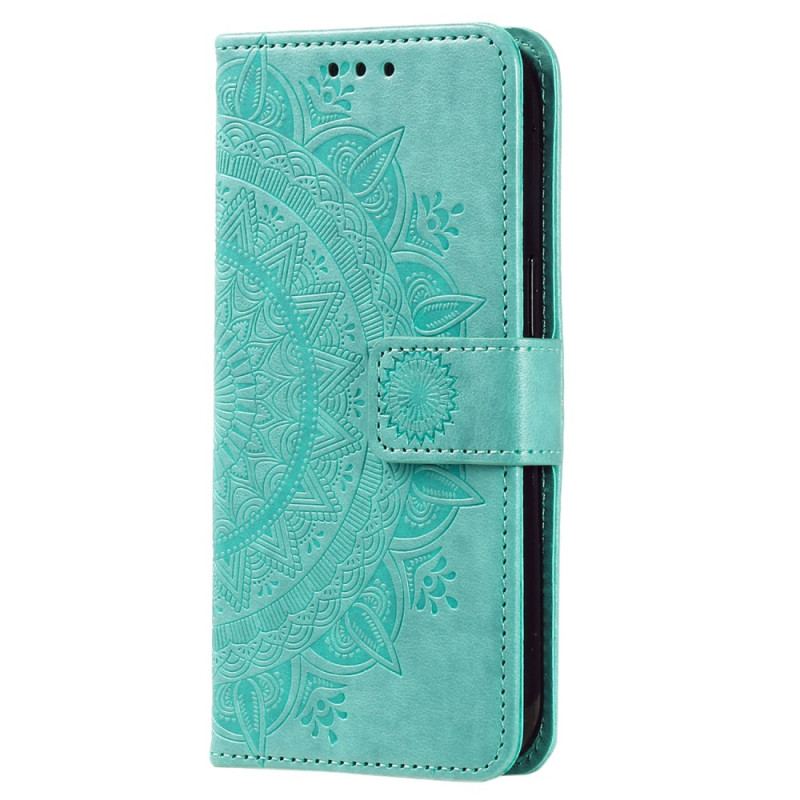 Capa De Couro Para Xiaomi 13 Lite Mandala Sol Com Cordão