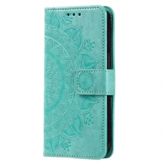 Capa De Couro Para Xiaomi 13 Lite Mandala Sol Com Cordão