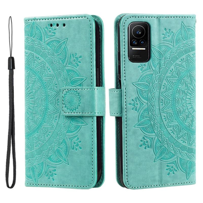 Capa De Couro Para Xiaomi 13 Lite Mandala Sol Com Cordão